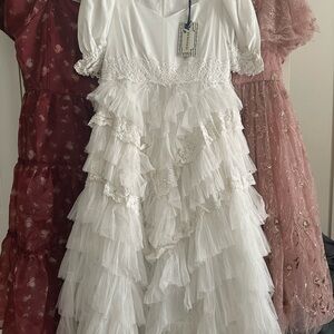 3 Party Dresses. 2 JessaKae 1 Ivy City White Wedding Red Fairytale Pink Glinda